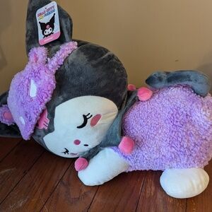 Sanrio Hello Kitty and Friends Kuromi Sleeping Plush 18" Purple Gray NWT